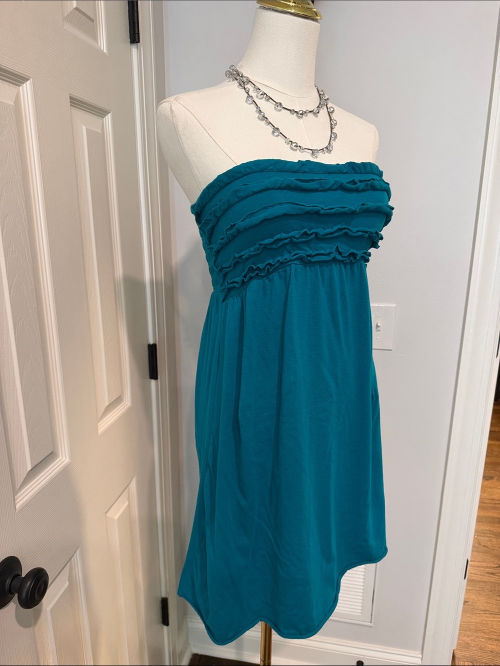 Xhilaration Teal Strapless Ruffle Dress